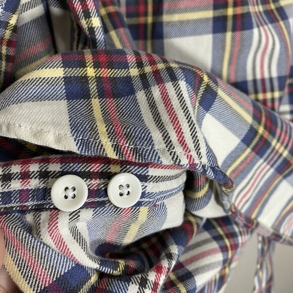 J Crew Shirt Mens Medium Flannel Plaid Button Up Long Sleeve Pockets Preppy - Picture 8 of 9